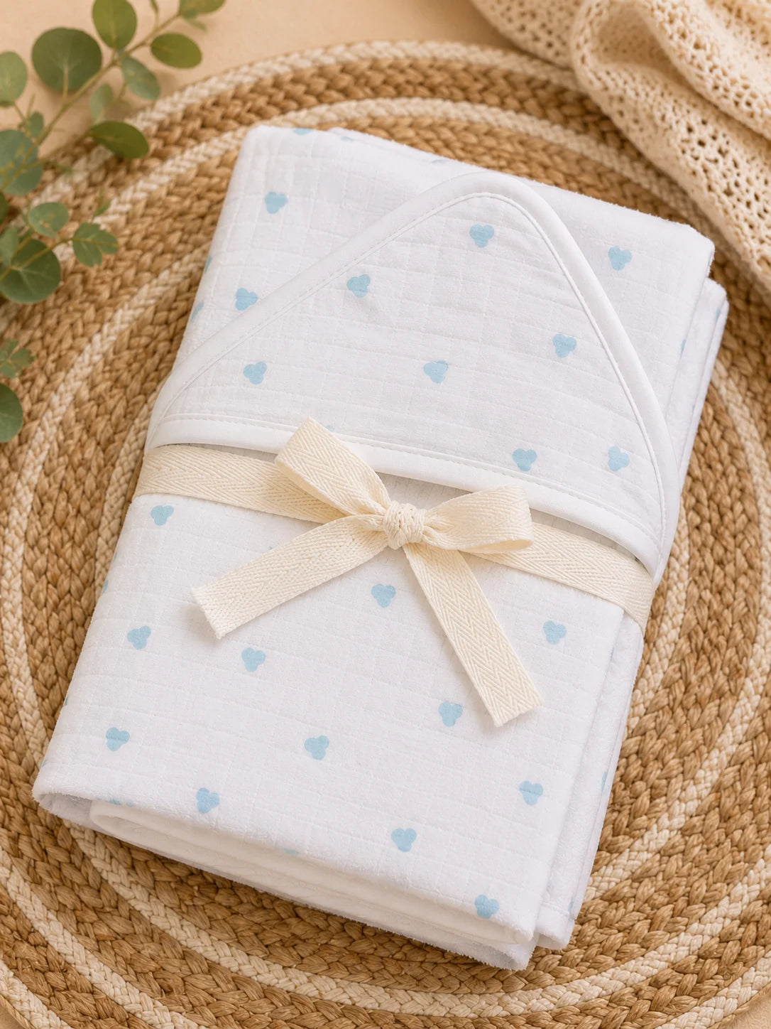 Blue heart hooded towels