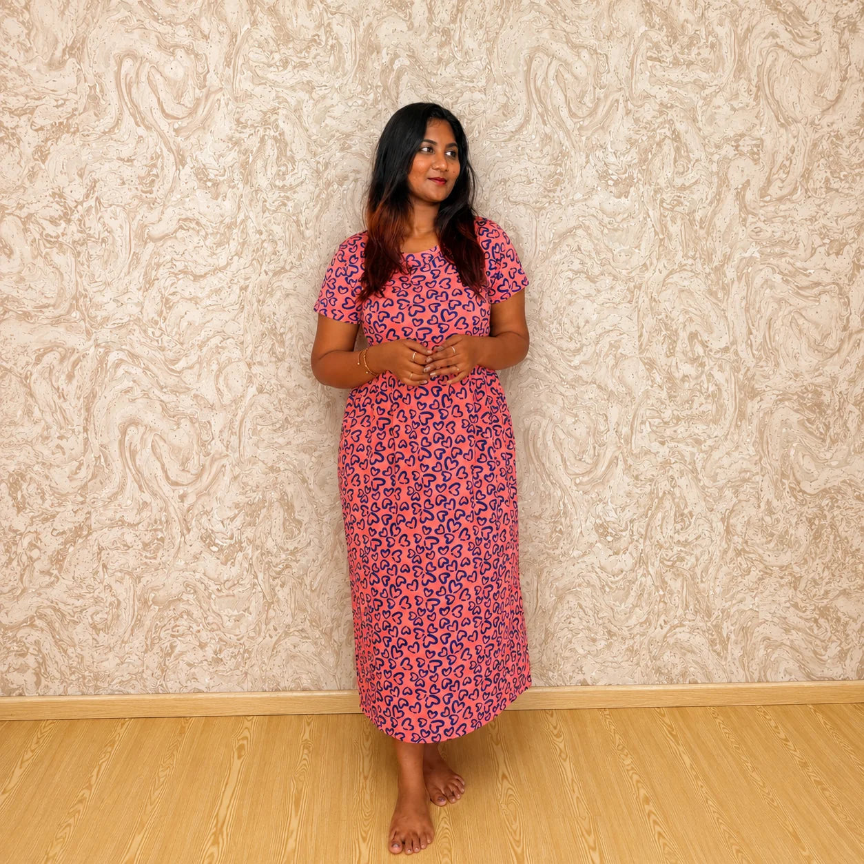 Pink blue Heart feeding lounge maxi