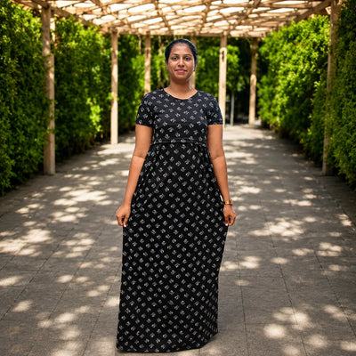 Black Floral feeding lounge maxi