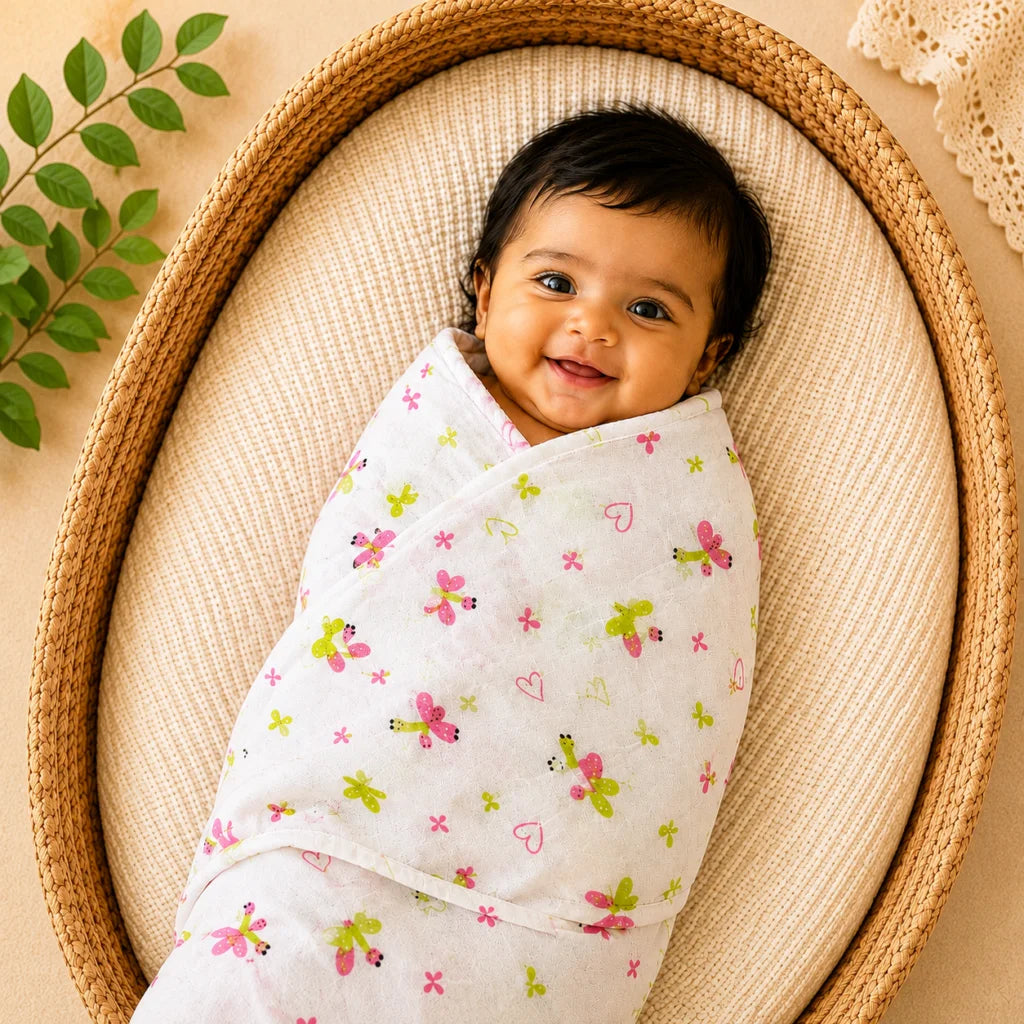 Butterfly garden swaddle