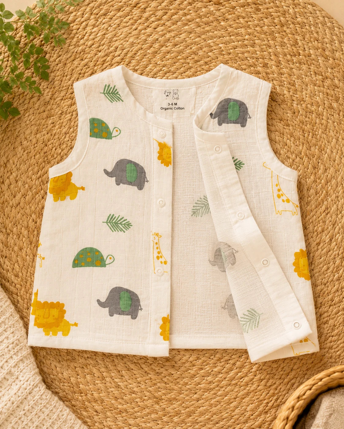 little safari button muslin jabla