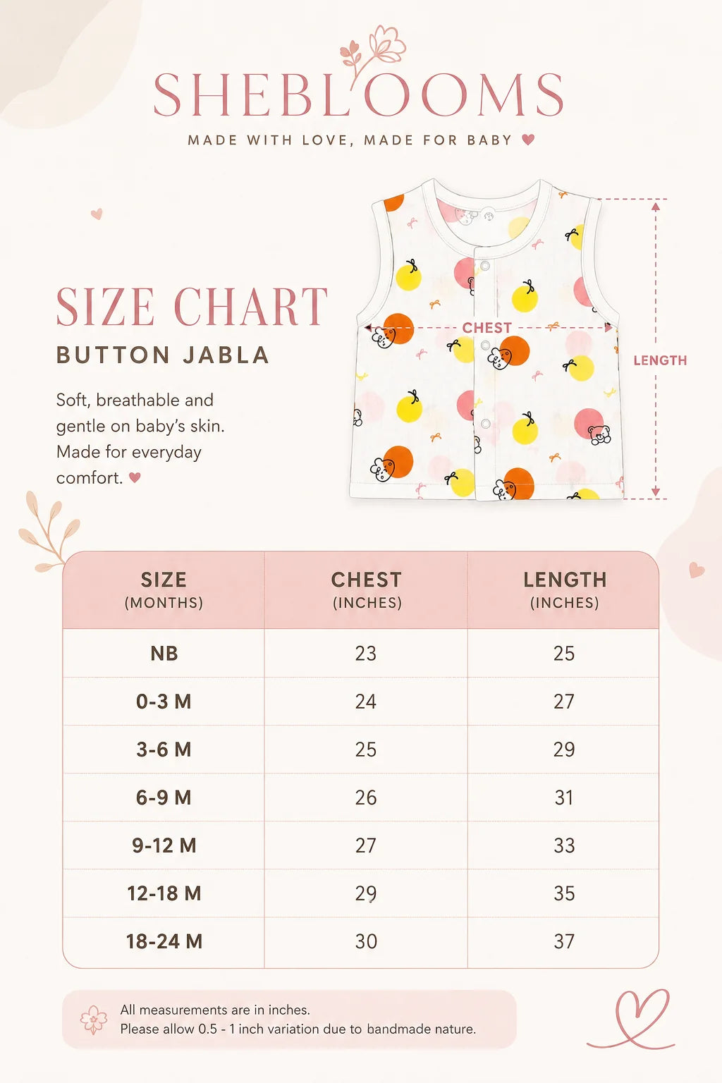 little teddy button muslin jabla