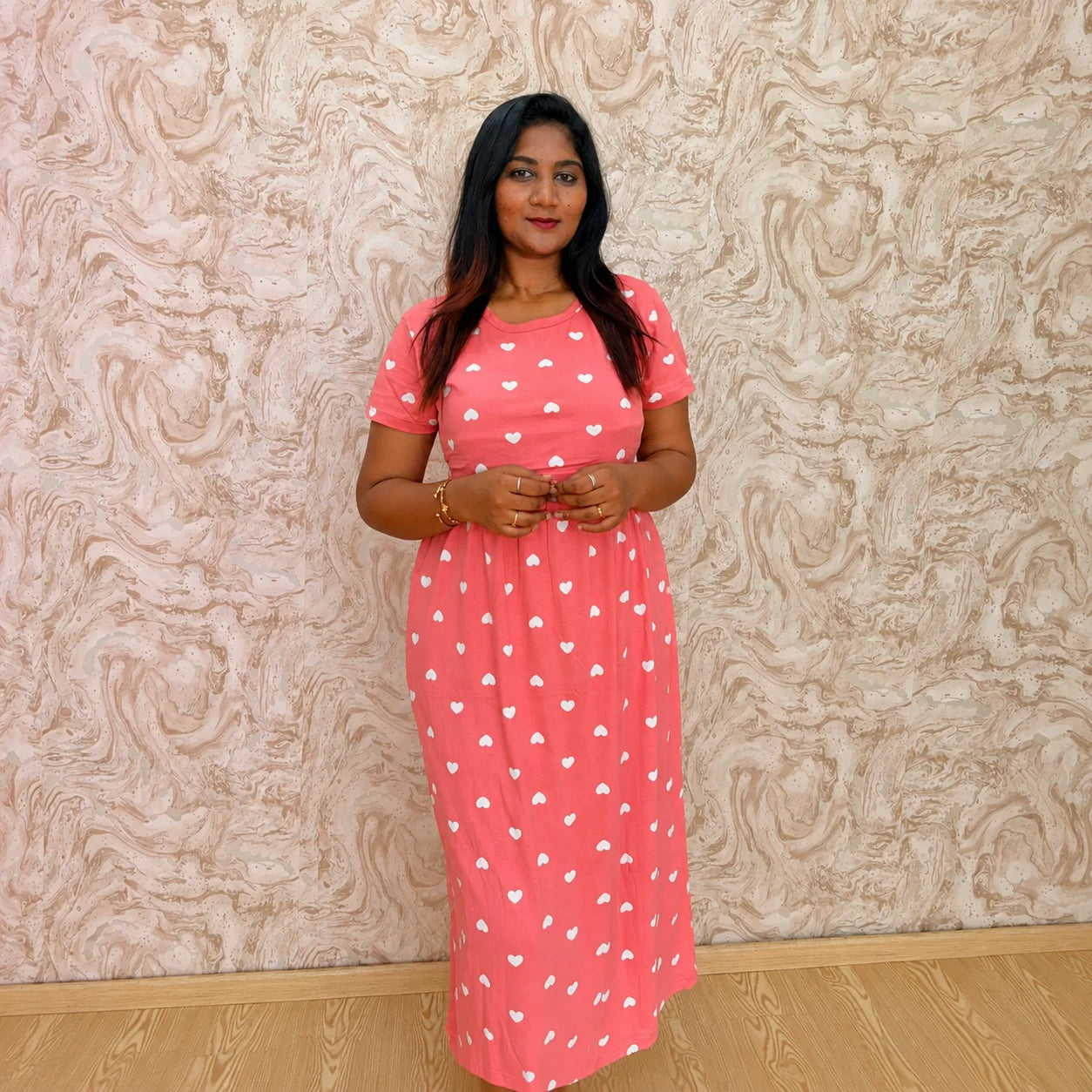 Pink white Heart feeding lounge maxi