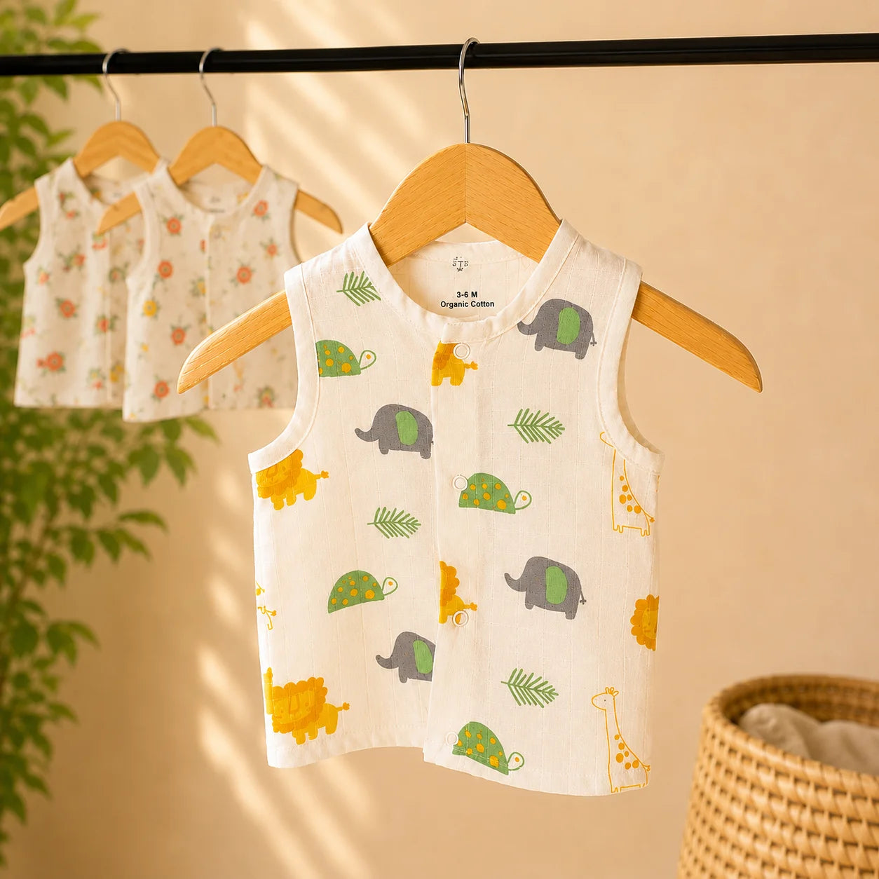 little safari button muslin jabla