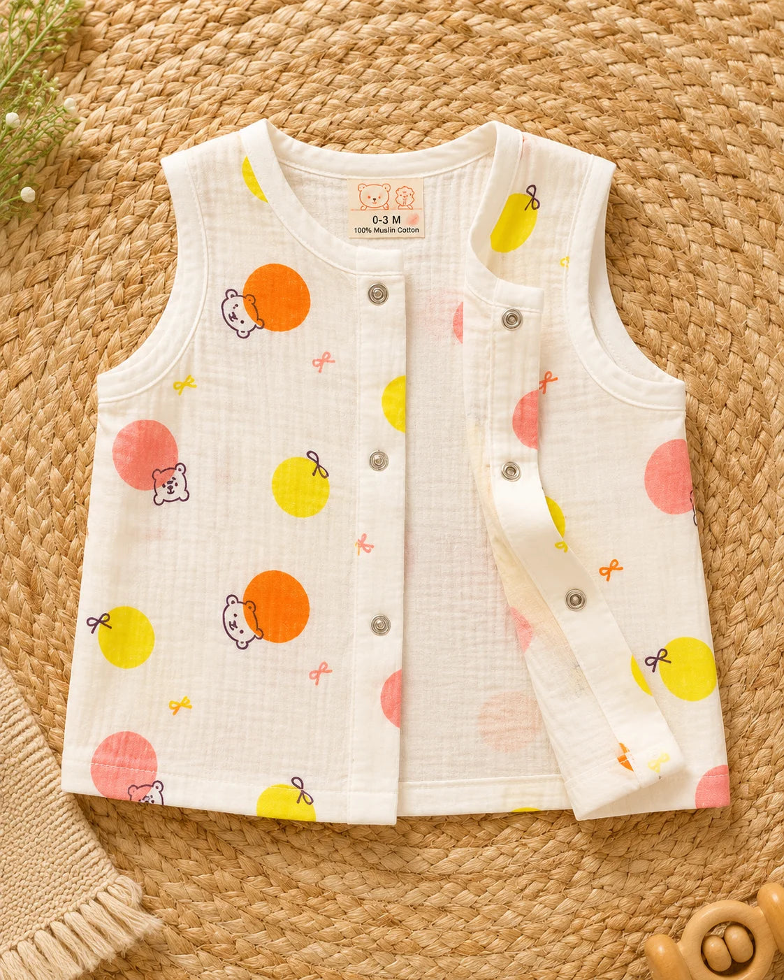 little teddy button muslin jabla