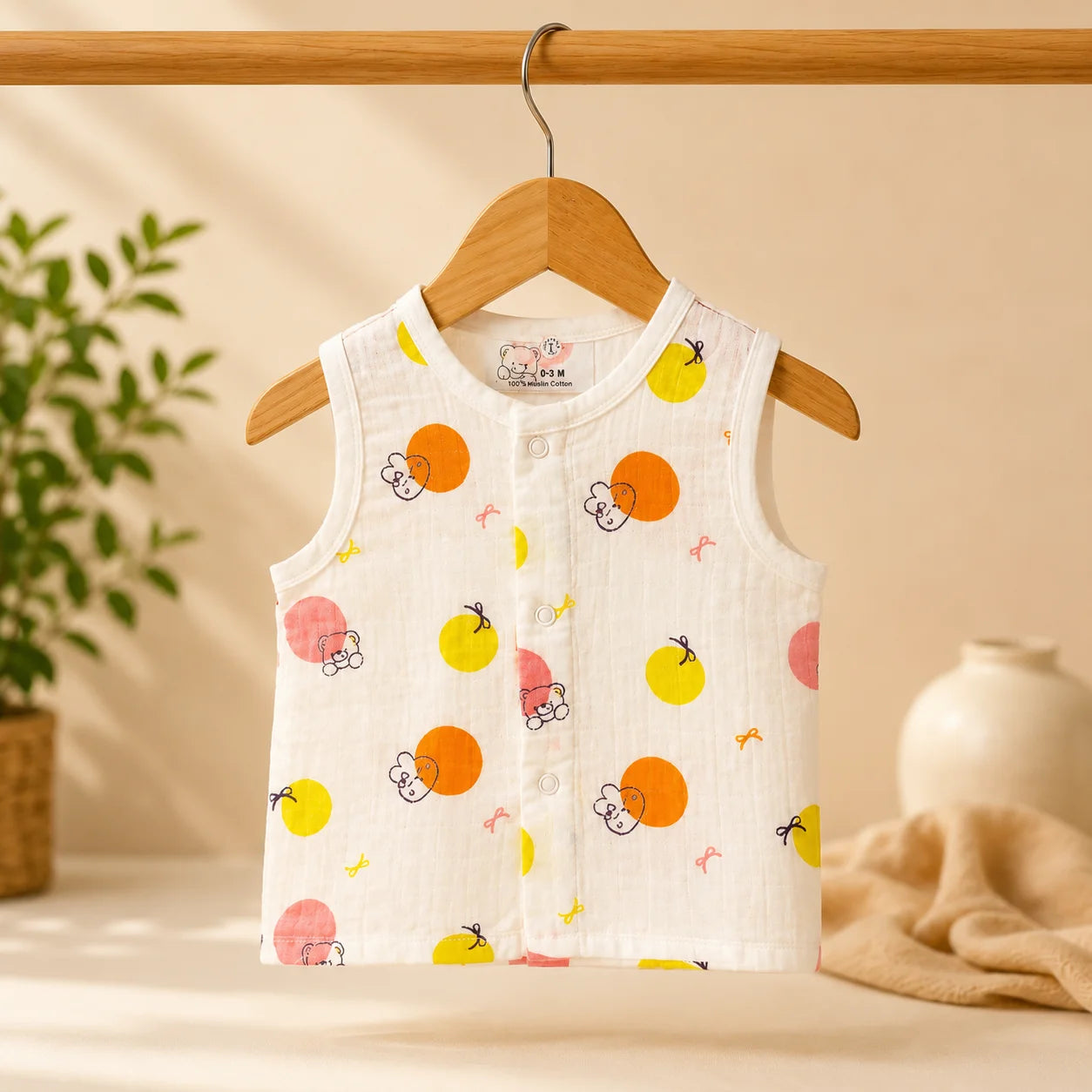 little teddy button muslin jabla