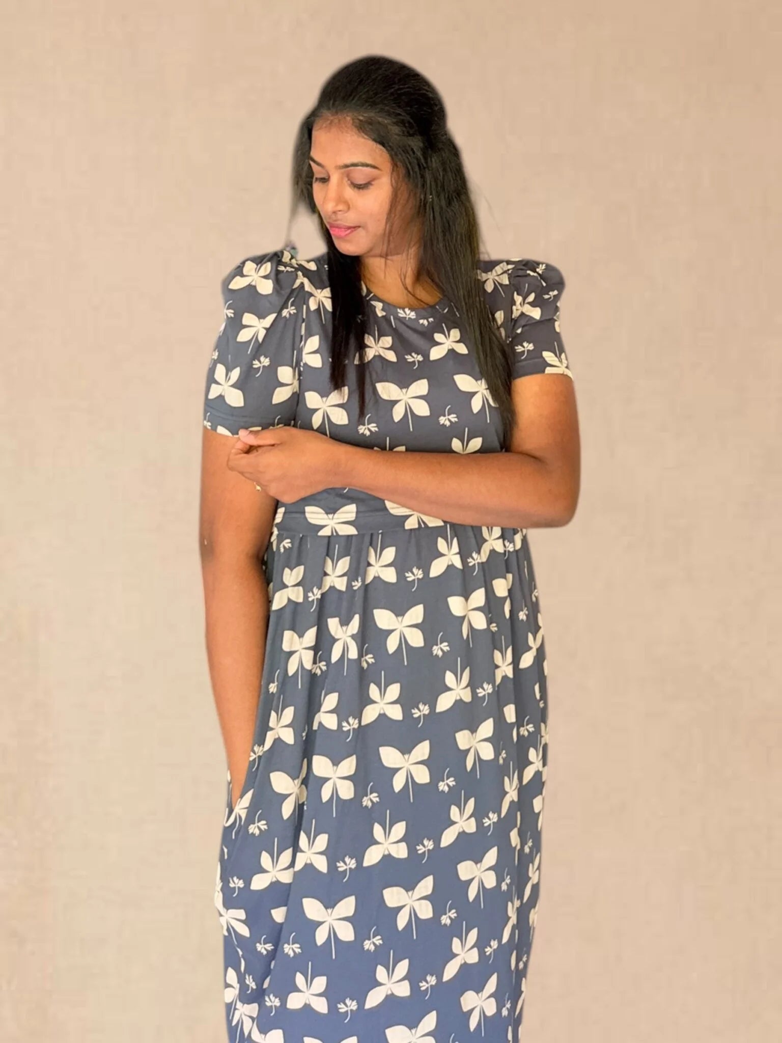 Navy butter feeding lounge maxi