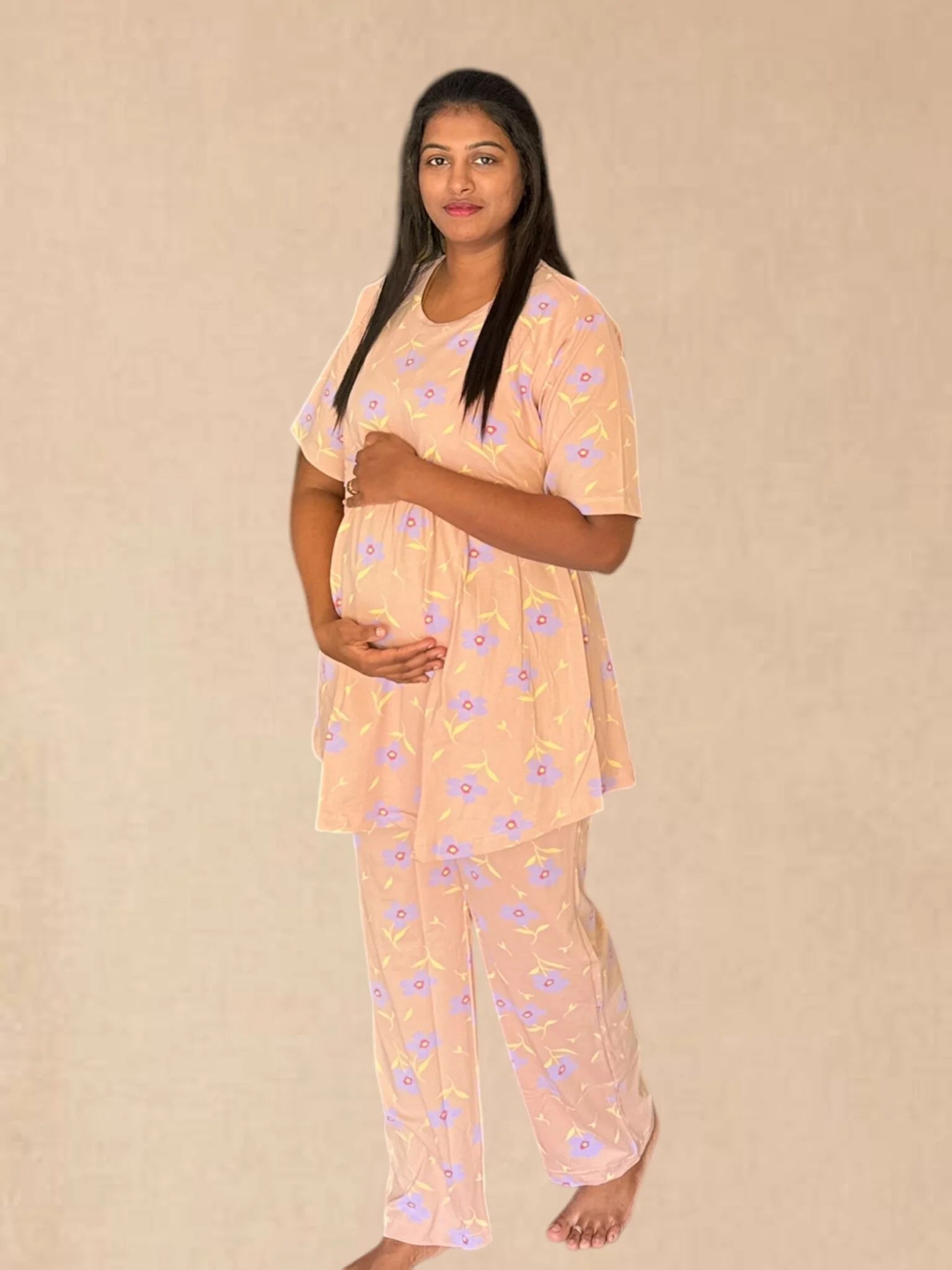 Purple flower feeding lounge co-ord